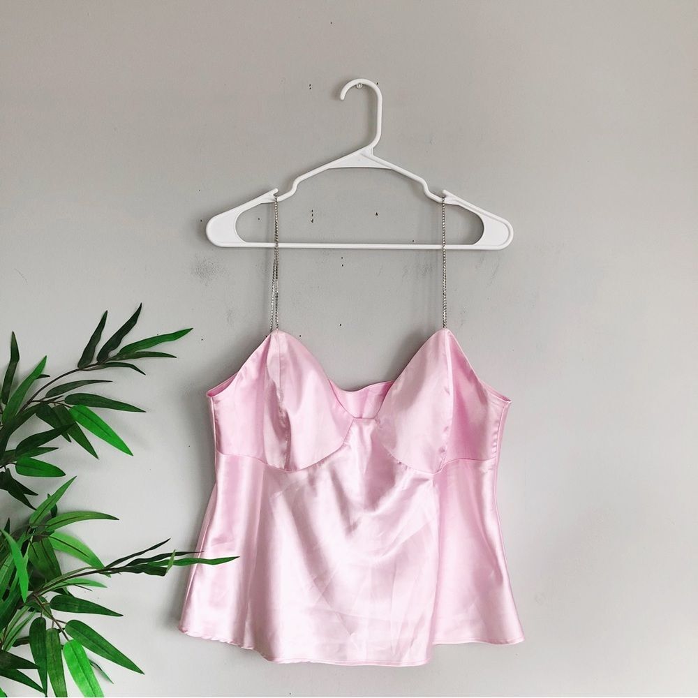 ASOS Design Diamante Rhinestone Satin Cami NWT in Blush Pink 14